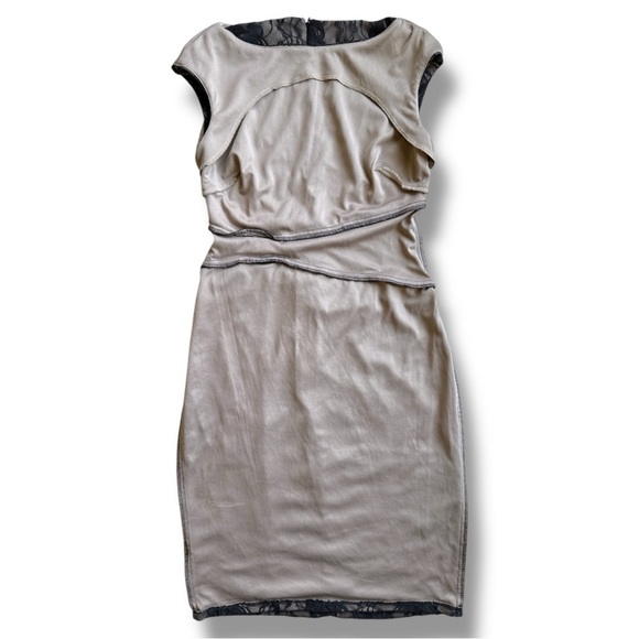 Chaps Black Lace Overlay Sheath Midi Dress - Picture 9 of 16